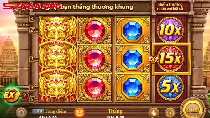 Các nút chơi slot Bảo Thạch Kala