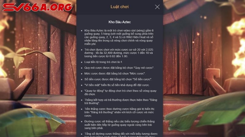 Kinh nghiệm chơi Kho Báu Aztec SV66 bất bại